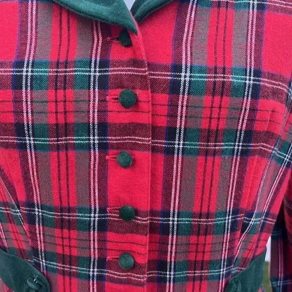 Petite Lanz Made USA Christmas Holiday flannel Vintage nightgown dress Womens 12